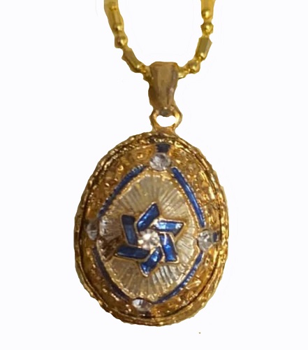 Faberge egg necklace with star of David