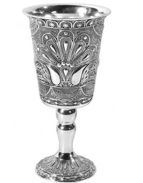 Silver Plated Artistic Kiddush Wine Cup