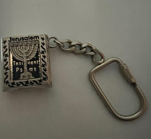 Menorah Symbol and 12 Tribes Breastplate Mini Bible Keychain
