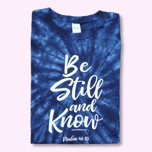 Be Still And Know Spiral Tie Dyed Rich Blue T-shirt 2X