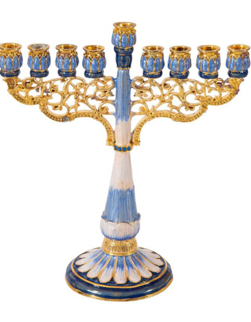 Filigree Hanukkiah 9 Branch Elegant Metal Menorah 41152