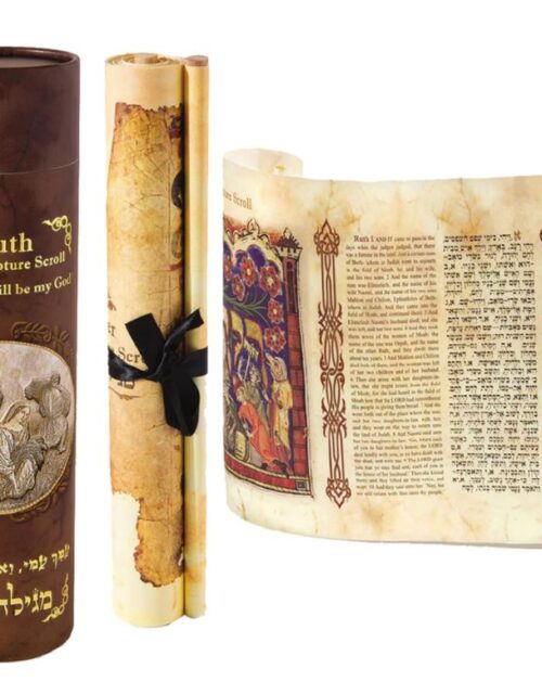 ruth scripture roll hebrew english w colorful scroll box