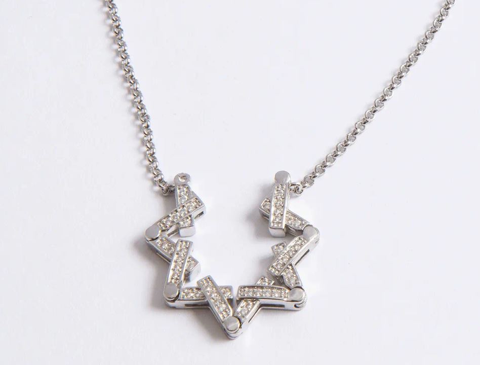Silver Transforming Butterfly Star of David Necklace w/ Clear stones - Chain included - Image 3
